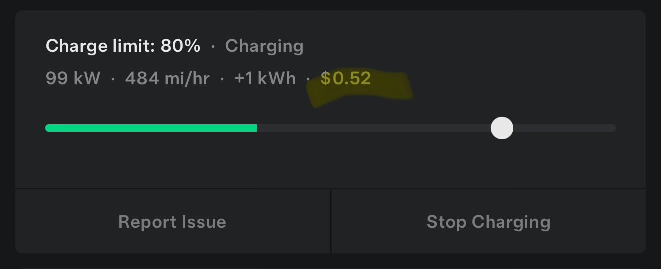 Tesla Supercharging Cost feature in update 4.44.0