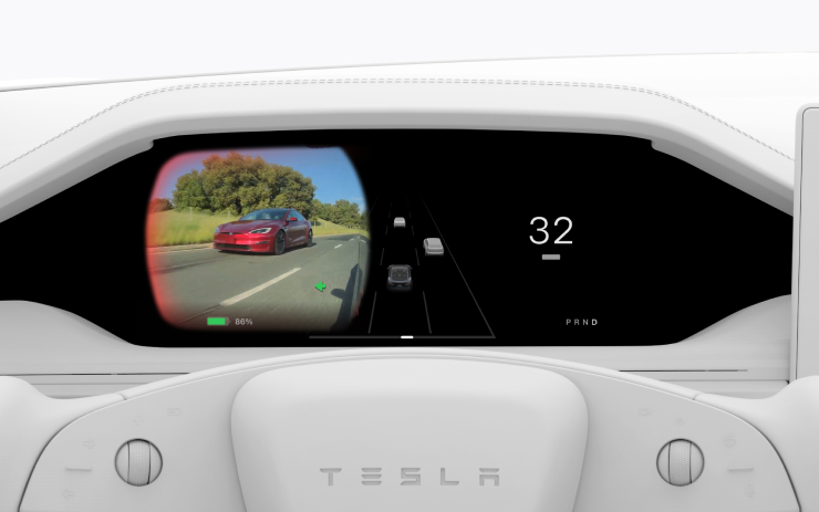 Tesla Blind Spot Camera on Driver Screen feature in update 2025.14.6