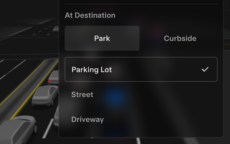 Tesla Arrival Options feature in update 2025.32.8.16