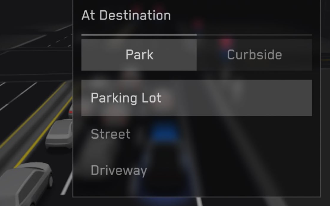 Tesla Arrival Options feature in update 2025.38.8.5