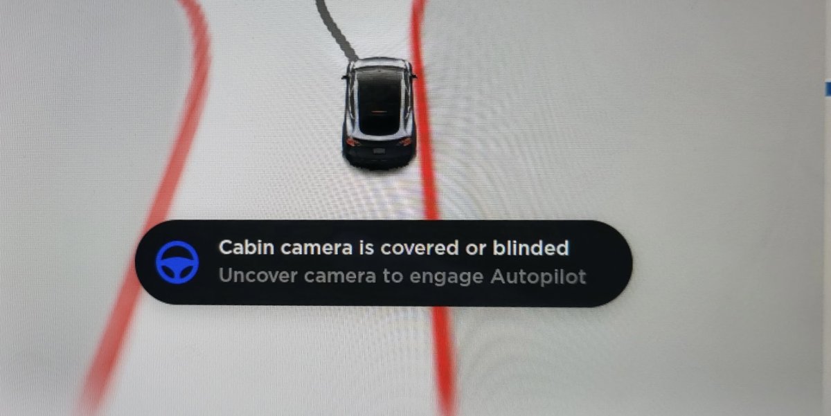 Covering the cabin camera now prevents the use of Autopilot