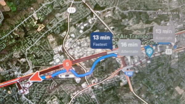 Tesla navigation starts offering alternate routes