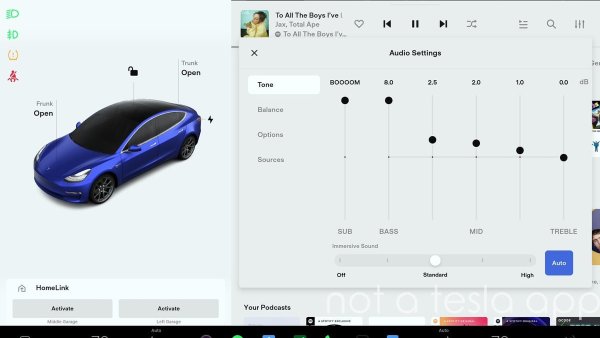 Tesla's subwoofer easter egg when adjusting your equalizer