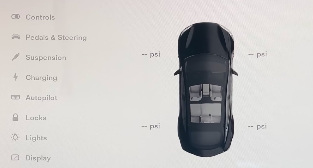 Tire pressure being shown in the vehicle