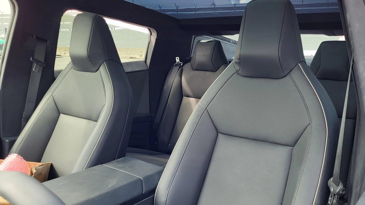 The perforations on the seats all but confirm cooled seats on the Cybertruck