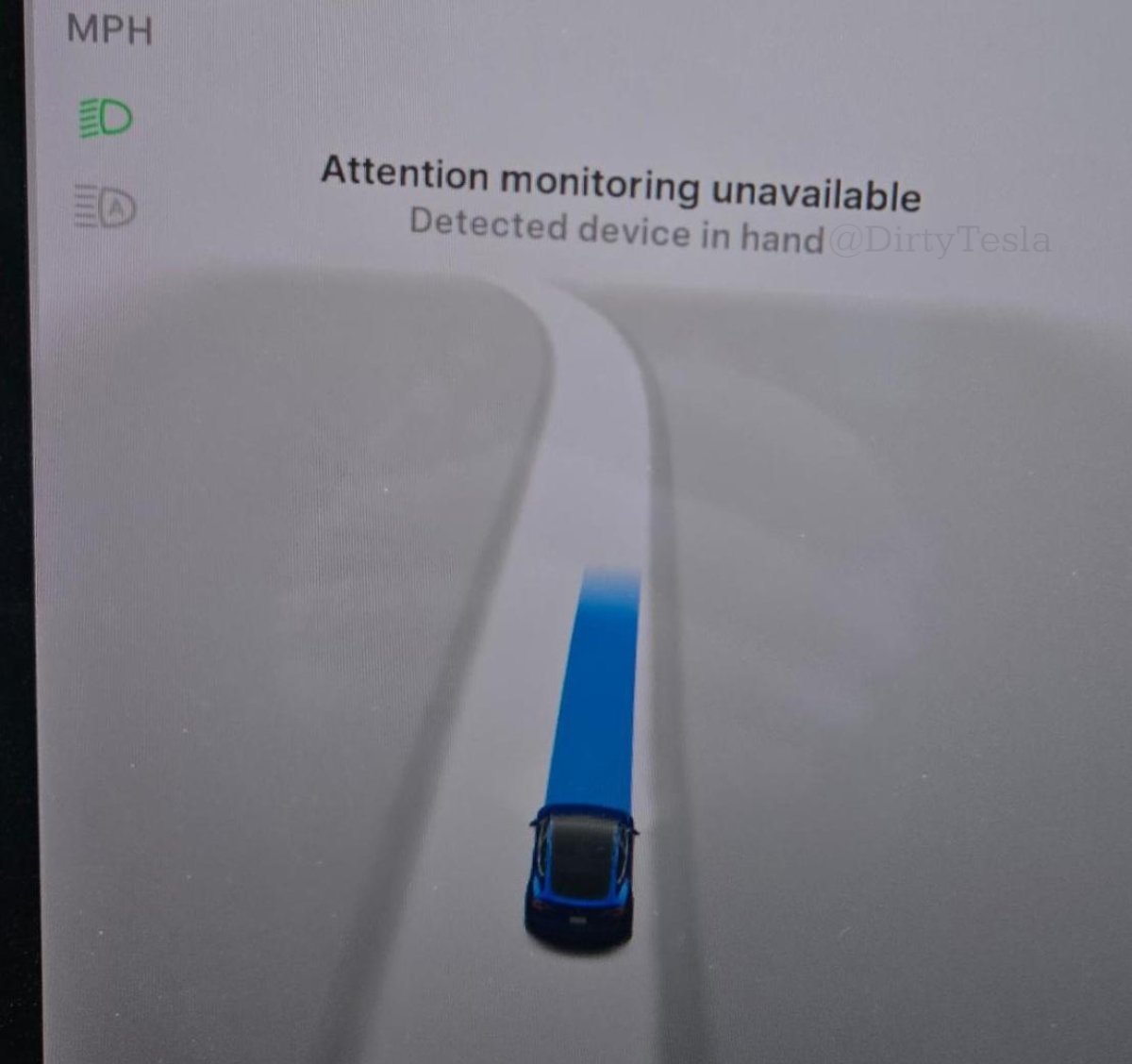The new "Device in hand" warning.