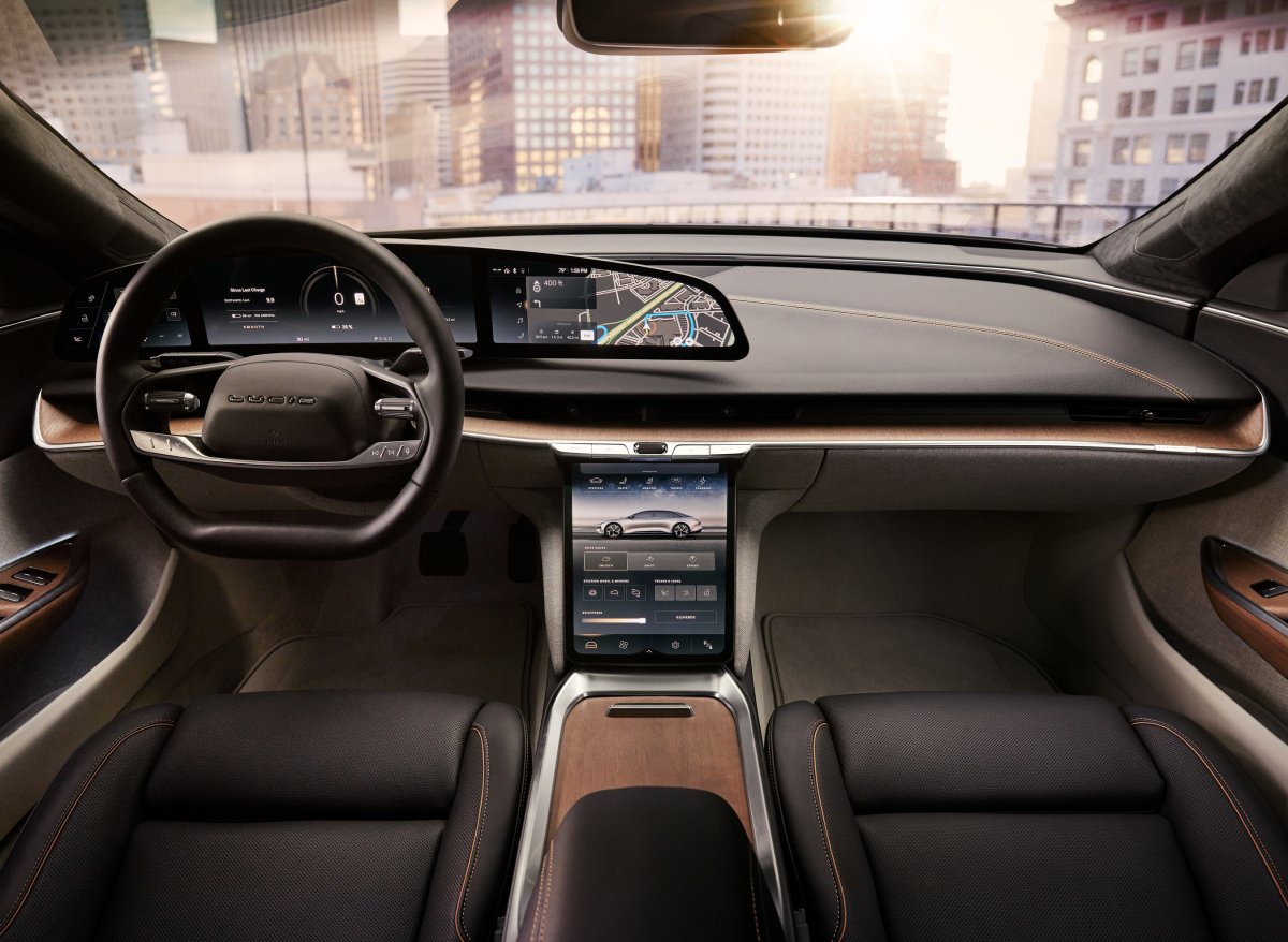 The Lucid Air Touring's interior in extended real leather
