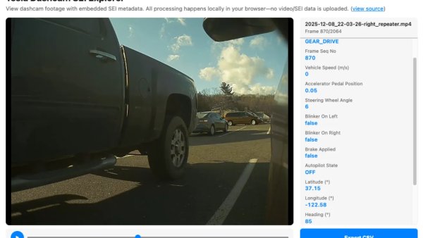 Tesla Launches New Dashcam Tool for Viewing Vehicle Telemetry Data