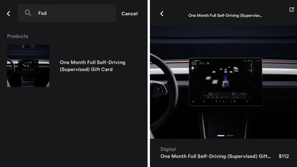 Tesla Launches FSD Gift Cards Priced at $112  in the US, Just in Time for the Holidays