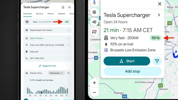 Tesla Supercharger Live Availability Added to Google Maps