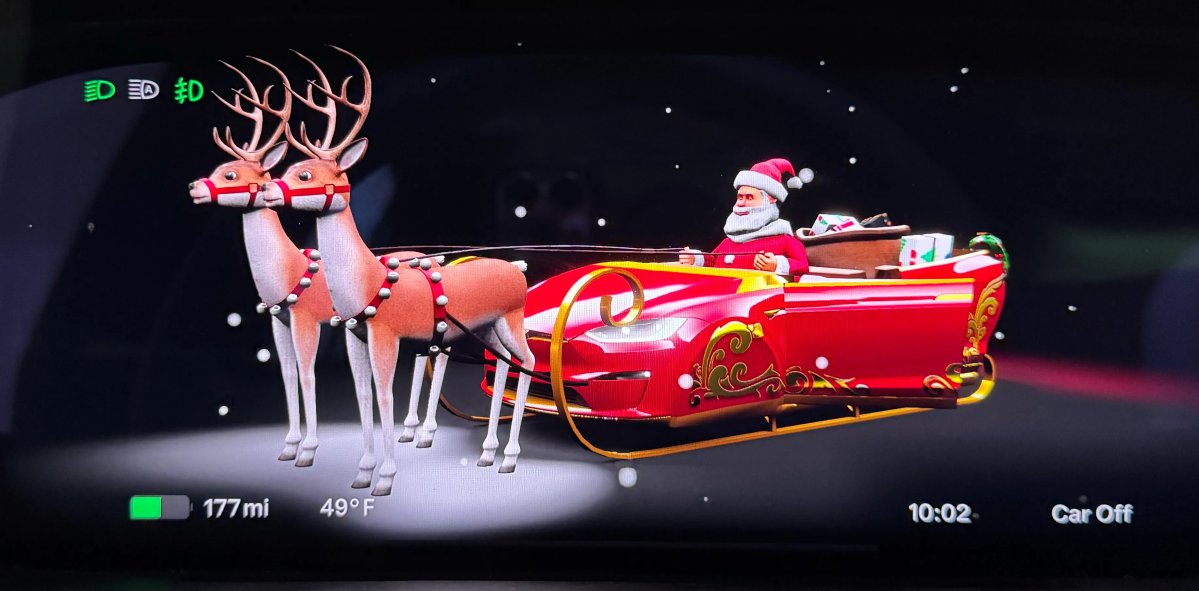 Tesla Santa Mode feature in update 2025.38.8.5