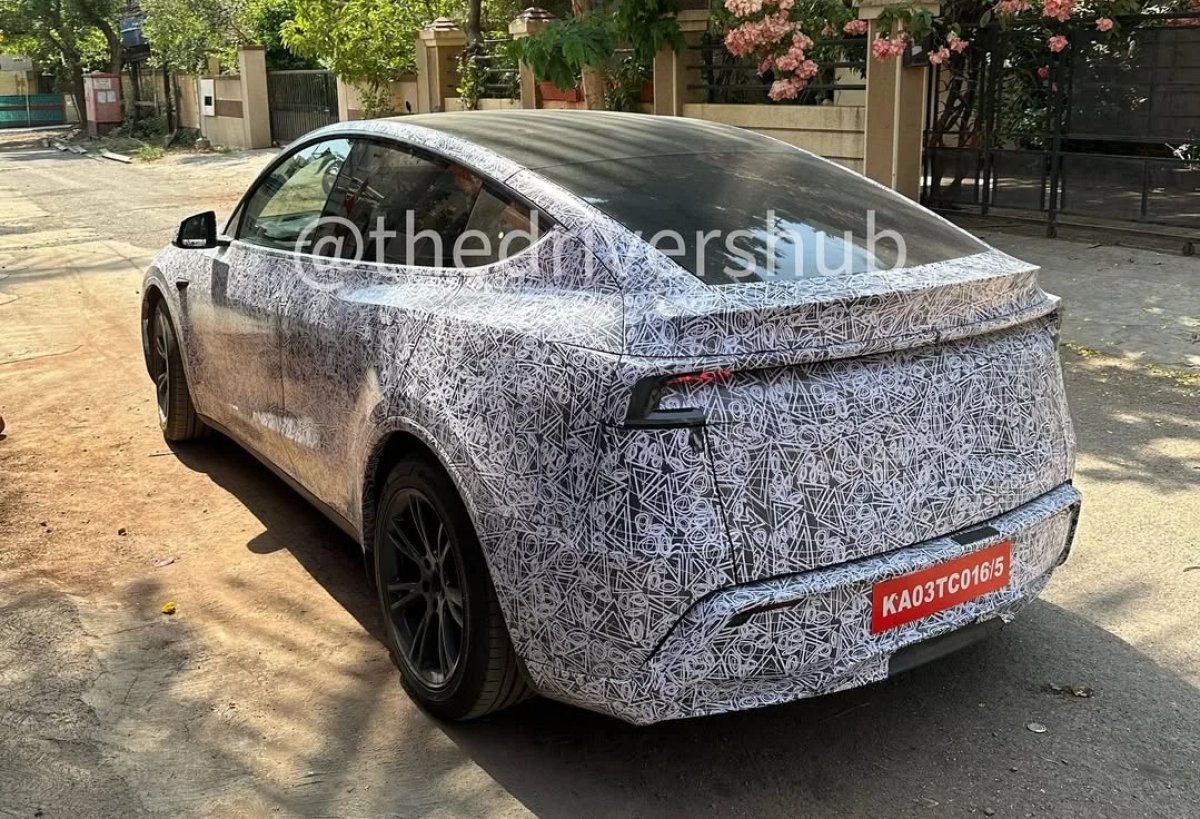 A Model Y being tested in India