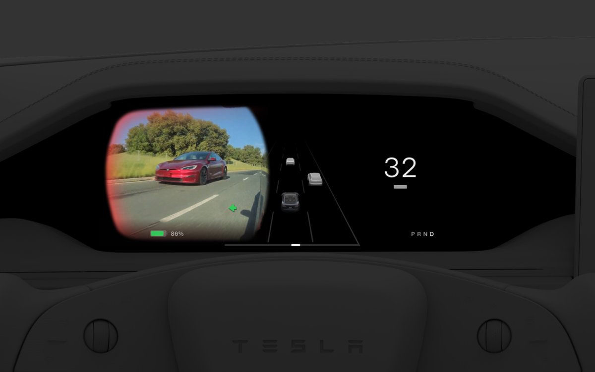 The new blindspot camera in the driver's instrument cluster.