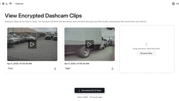Tesla Enables Dashcam Video Encryption in Update 2026.20