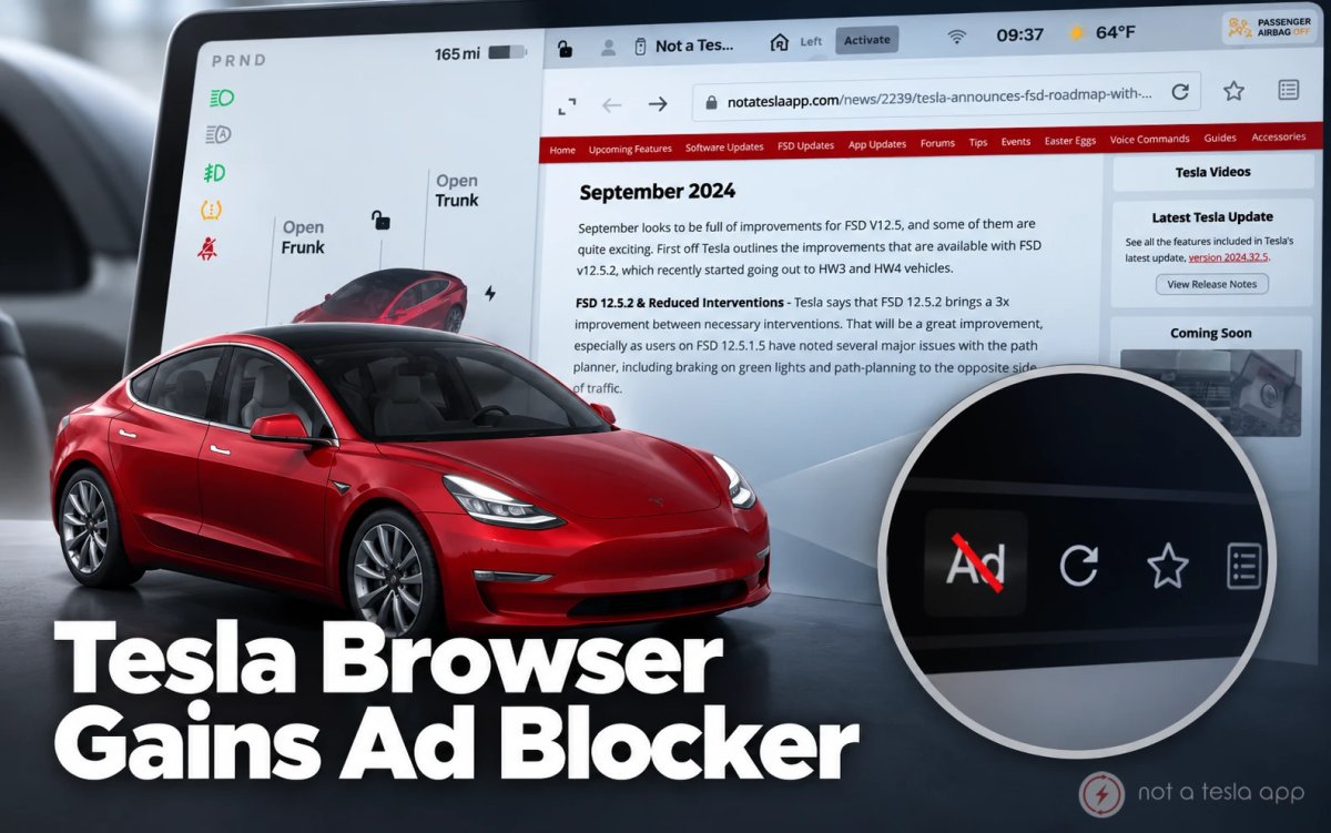 Tesla Adds Built-In Ad Blocker to Browser in Update 2026.32