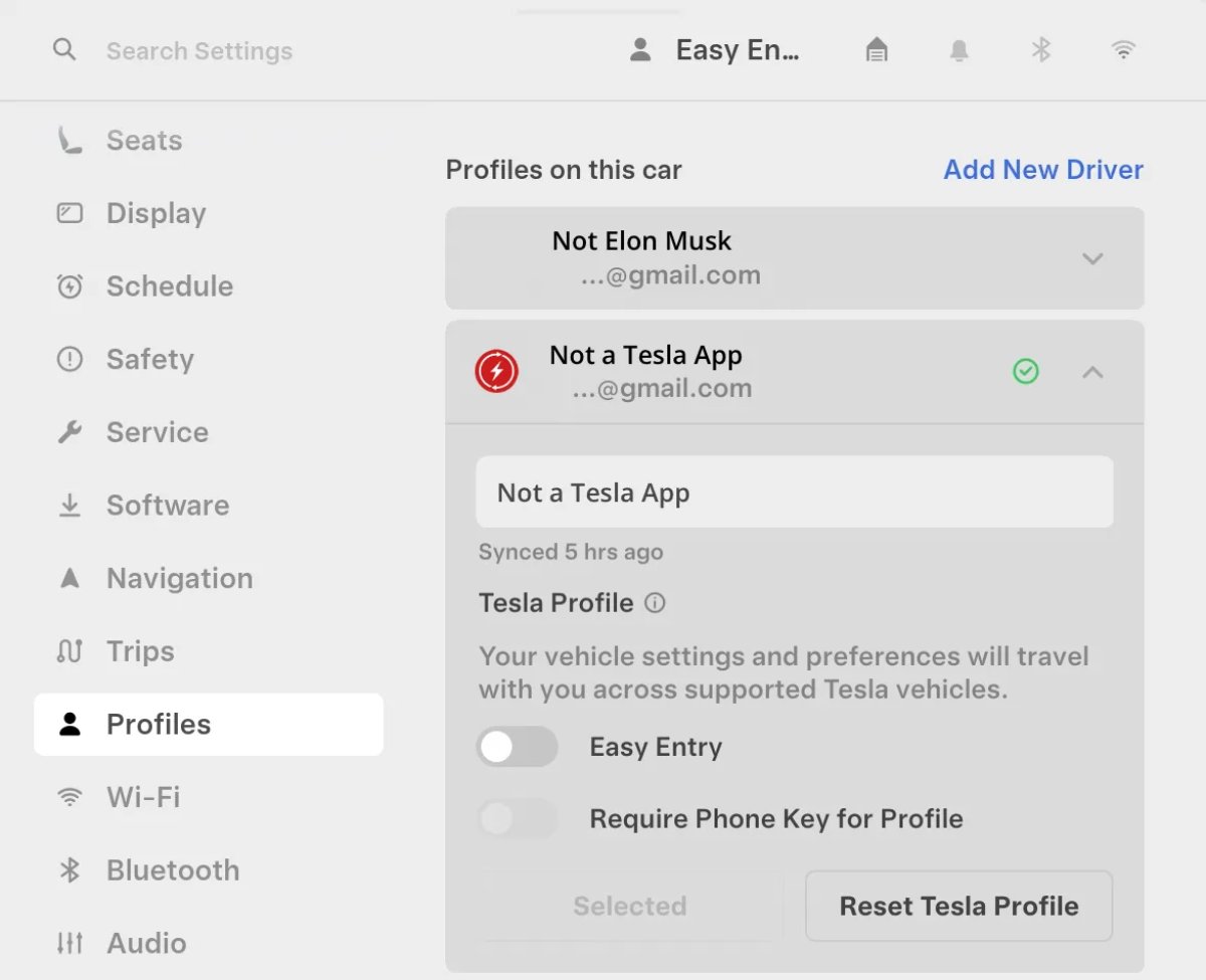 Tesla Driver Profiles feature in update 2026.14.6.10
