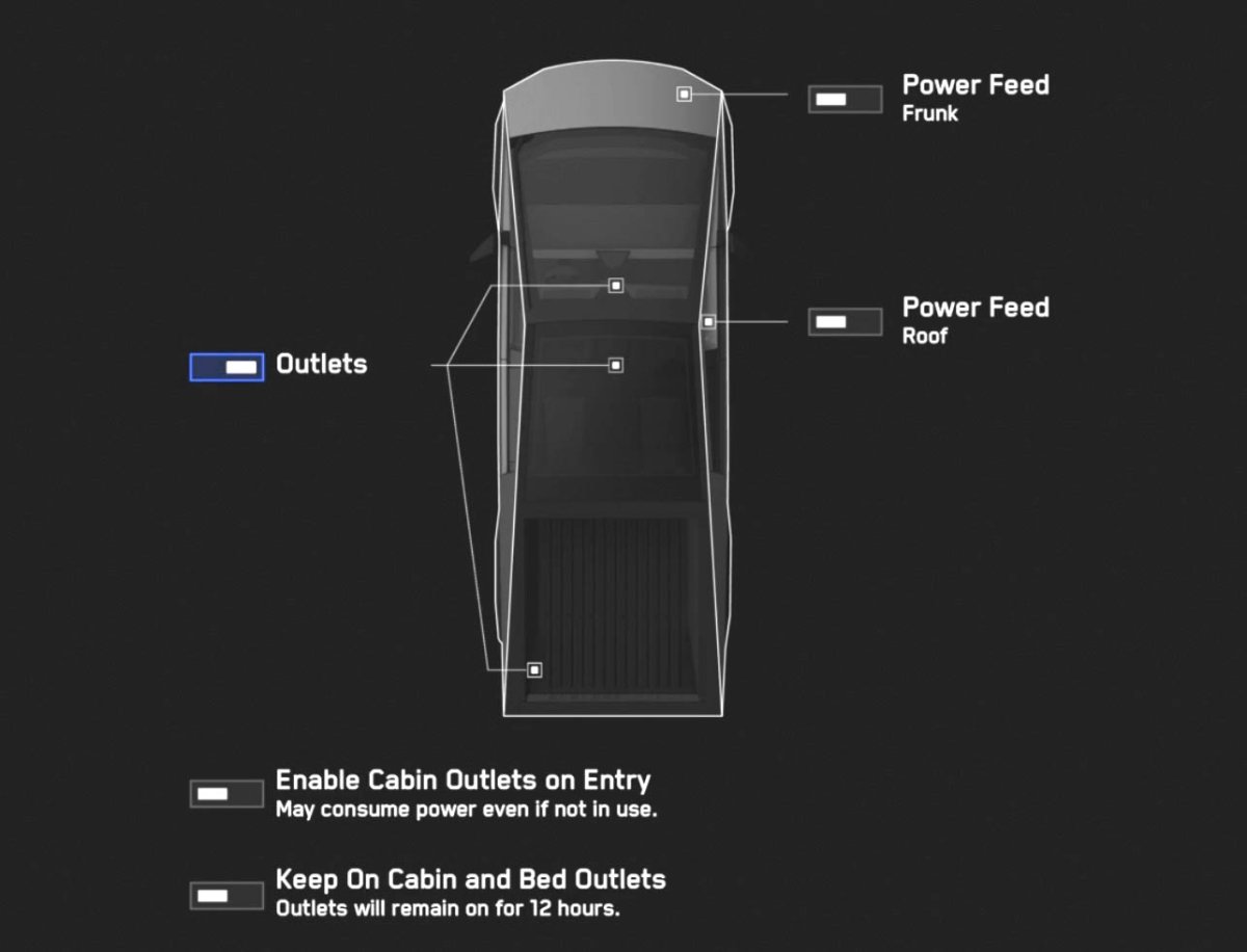 The Power Menu in the Cybertruck