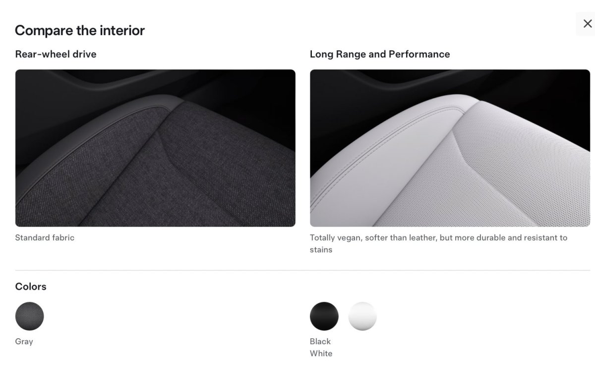 Tesla has introduced a fabric seating material