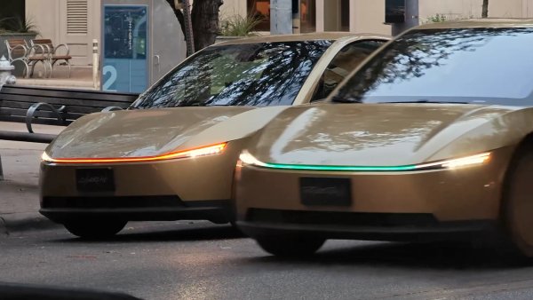 Tesla Cybercab Spotted Testing Multi-Color RGB Light Bar