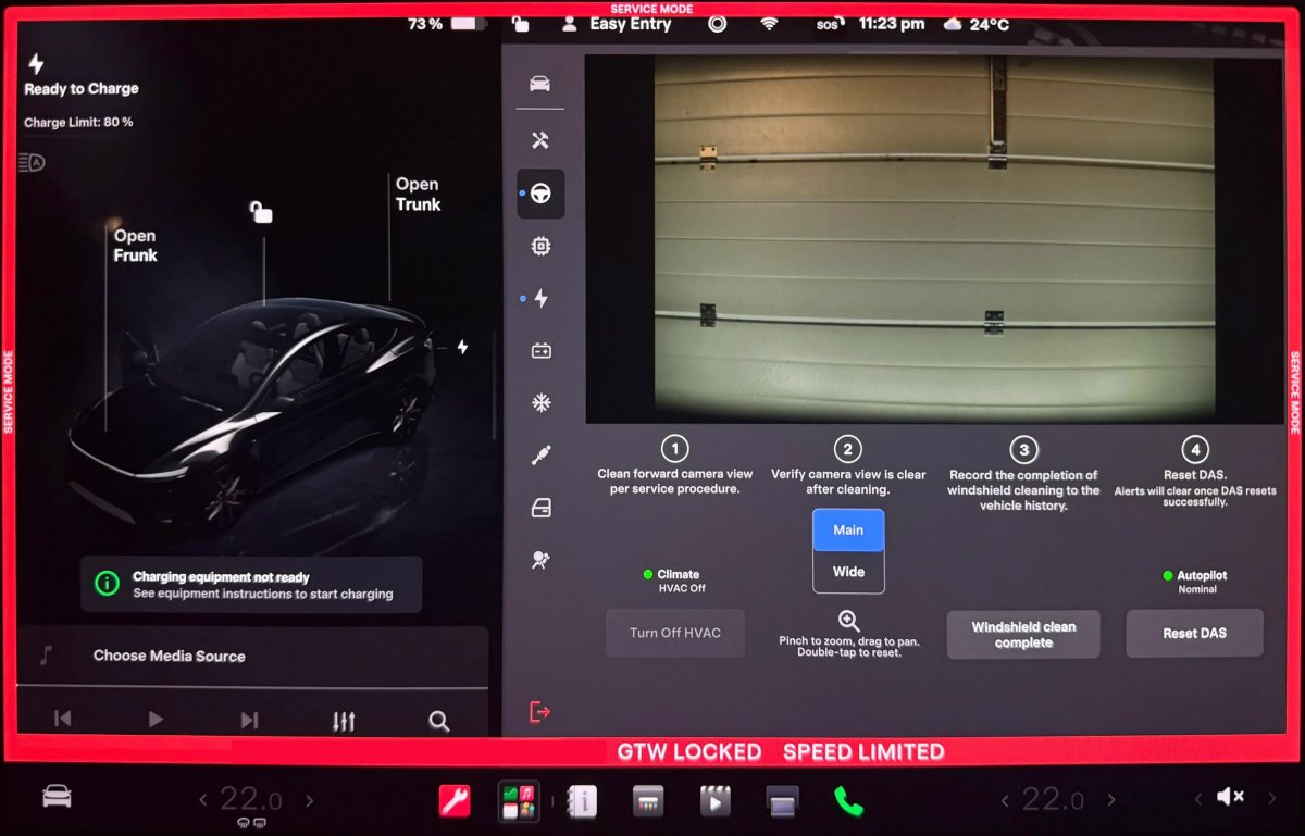Tesla Service Mode Improvements feature in update 2026.20