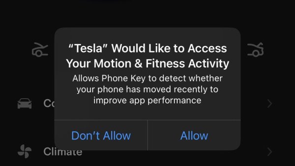 Why the Tesla App Asks for 'Access to Your Motion & Fitness Activity'