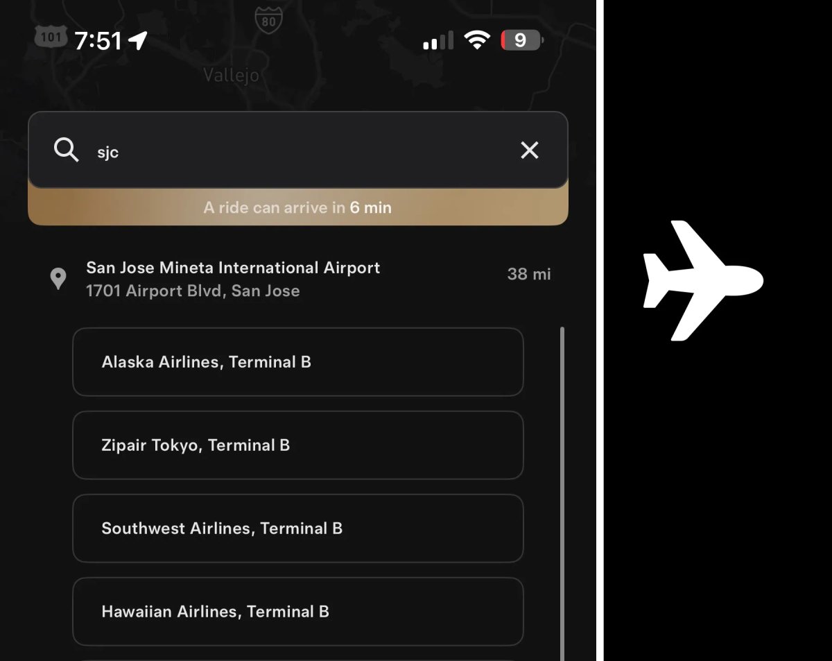 Tesla Airport Pickups feature in update 25.10.5