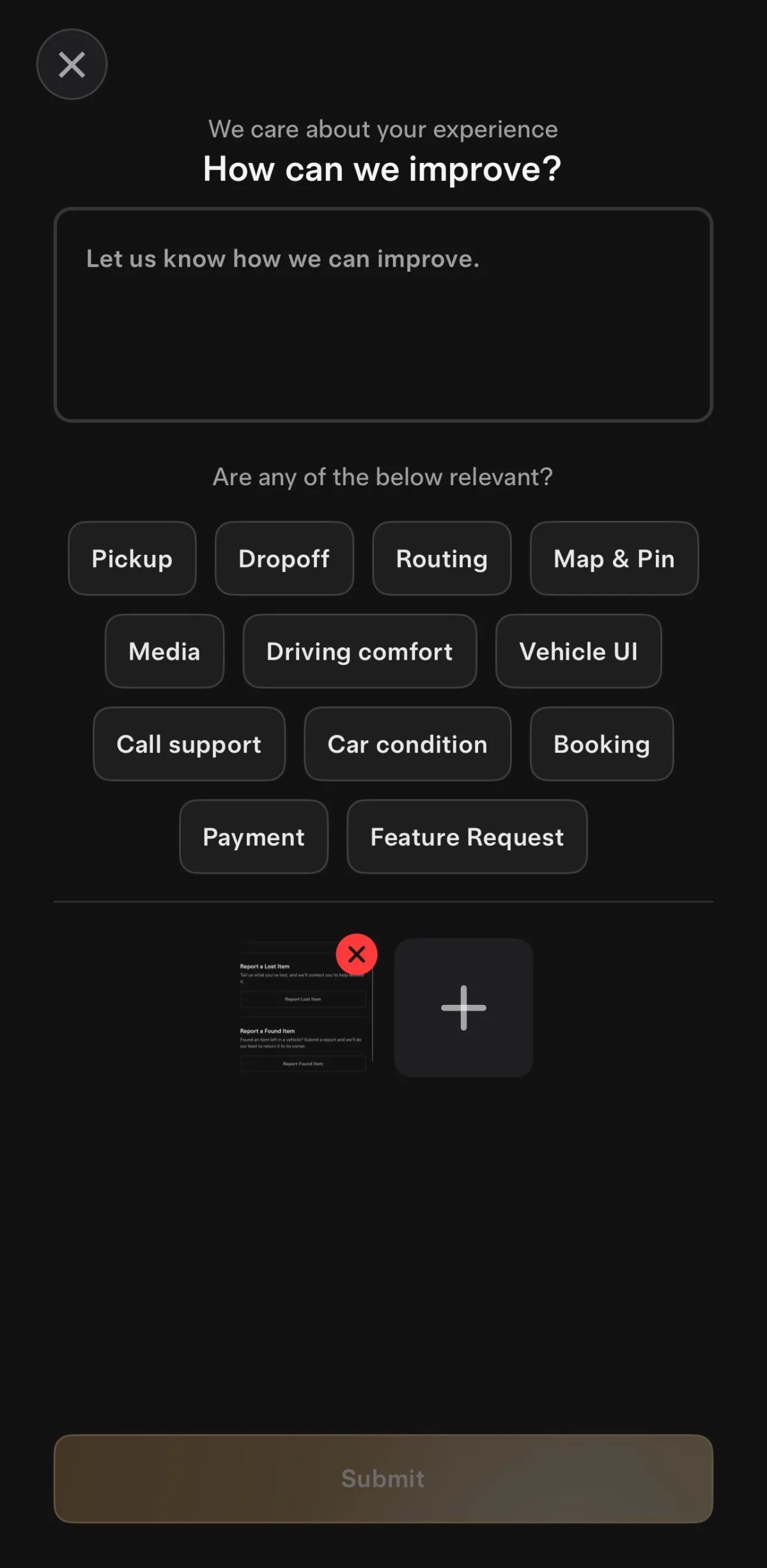 Tesla Improved Feedback feature in update 25.12.0