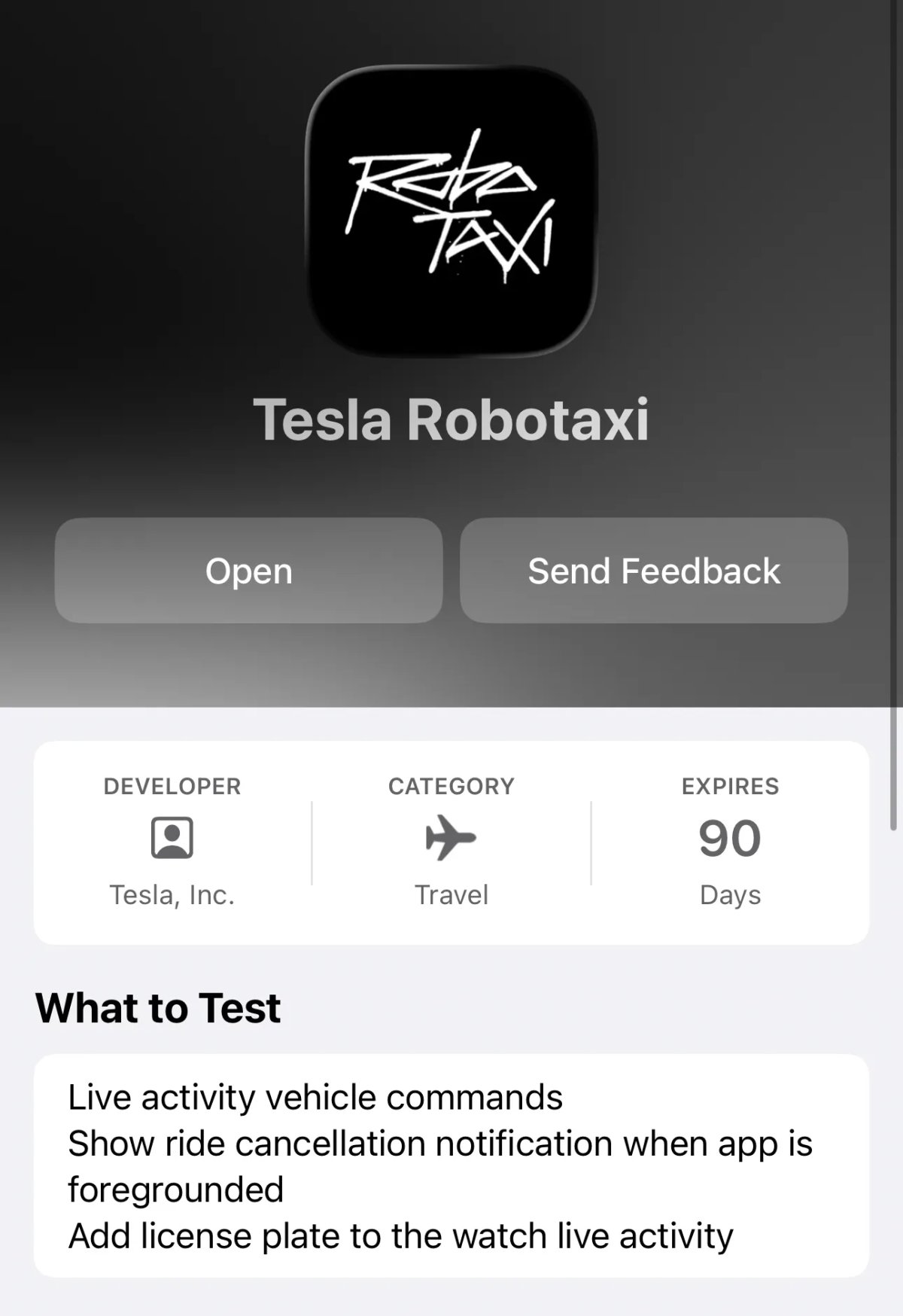 Tesla Differences Between App Store and Test App feature in update 25.9.0