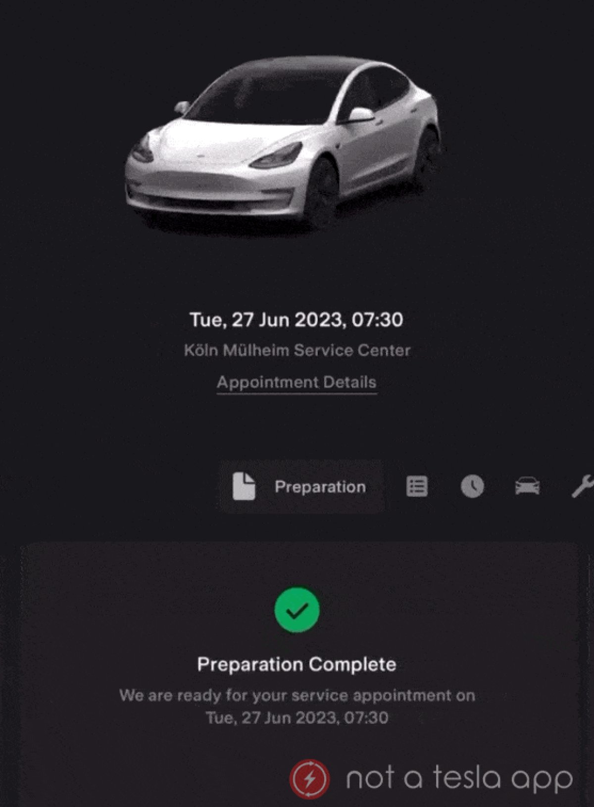 Tesla has updated the service section of the app