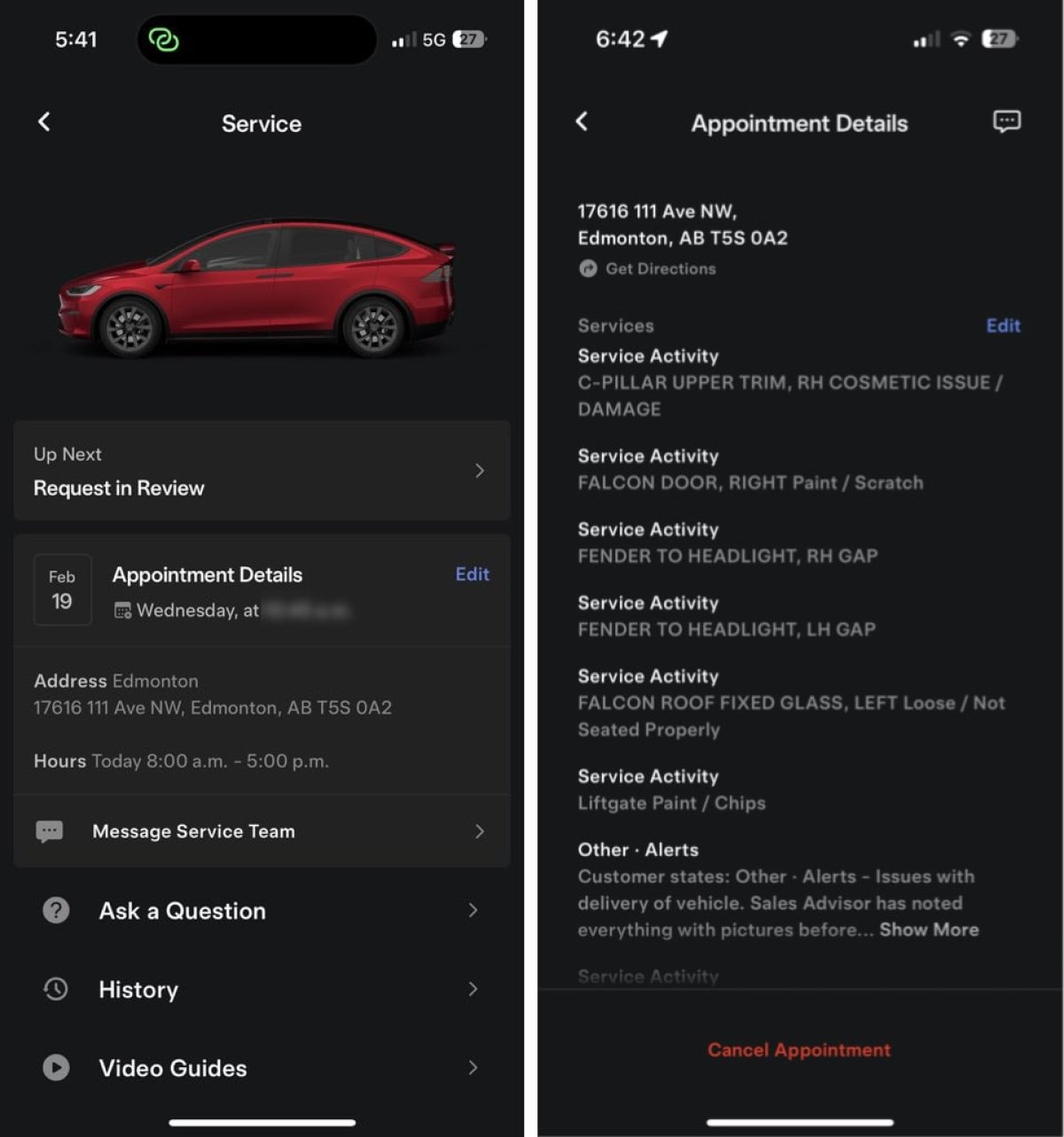 Tesla Notified If Earlier Appointment Become Available feature in update 4.56.0