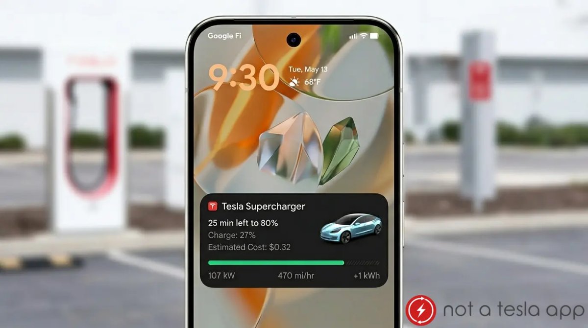 This is a render of what Live Activities-style rich Tesla notifications could look like on Android