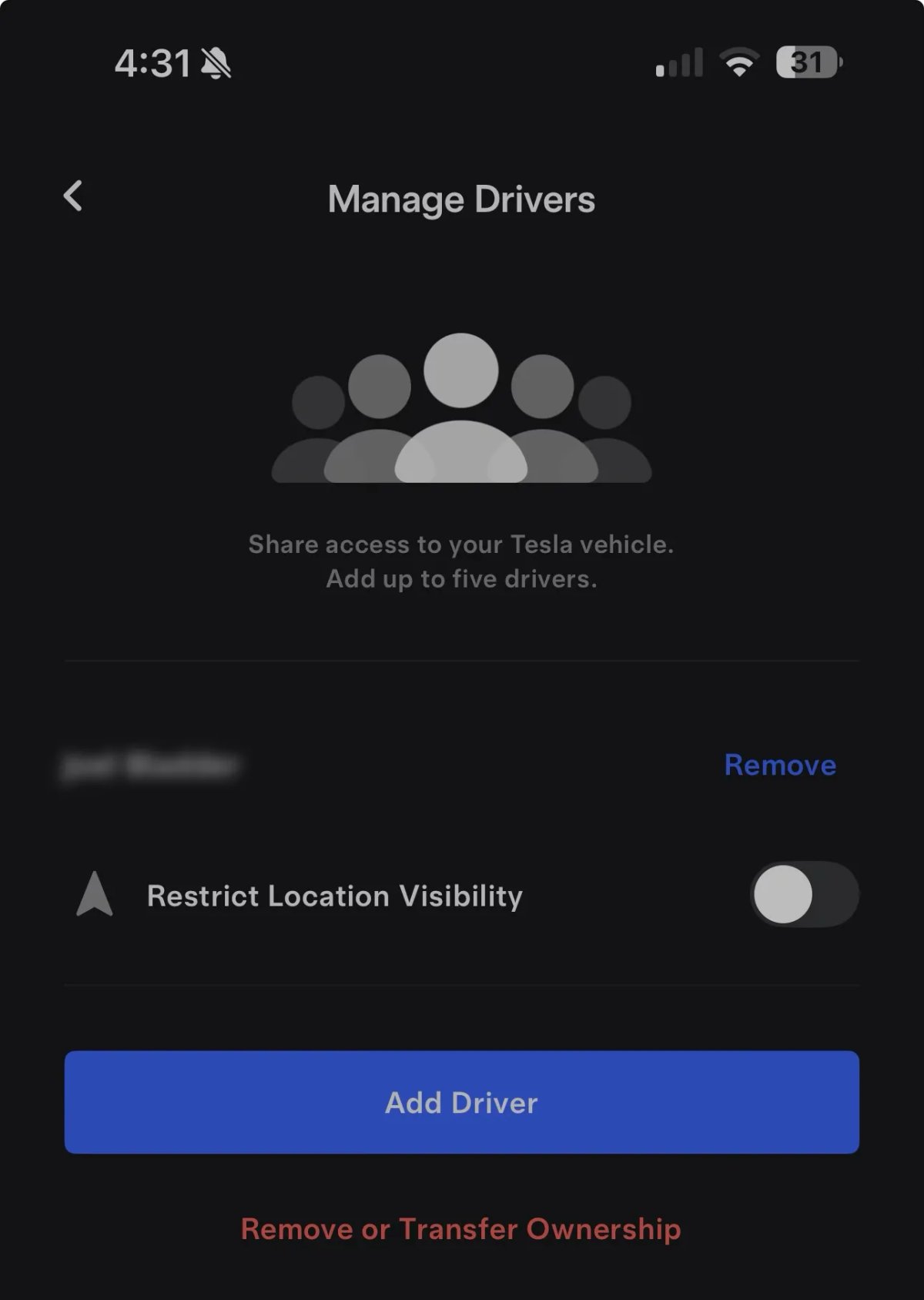 Tesla Vehicle Sharing feature in update 4.49.5