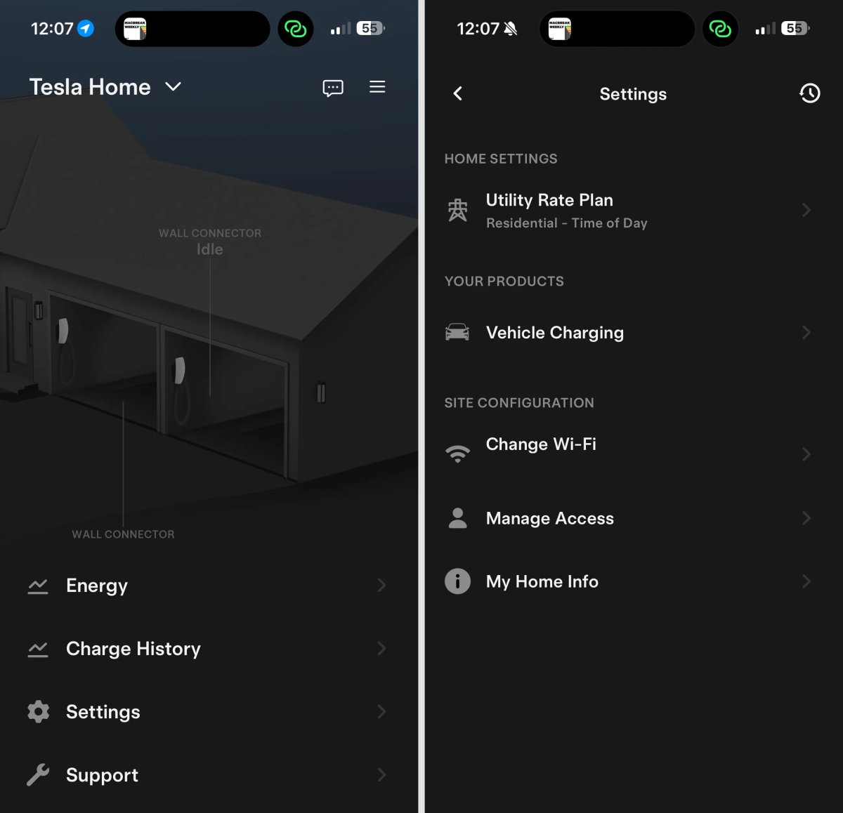 Tesla Changes to Tesla Home feature in update 4.57.5