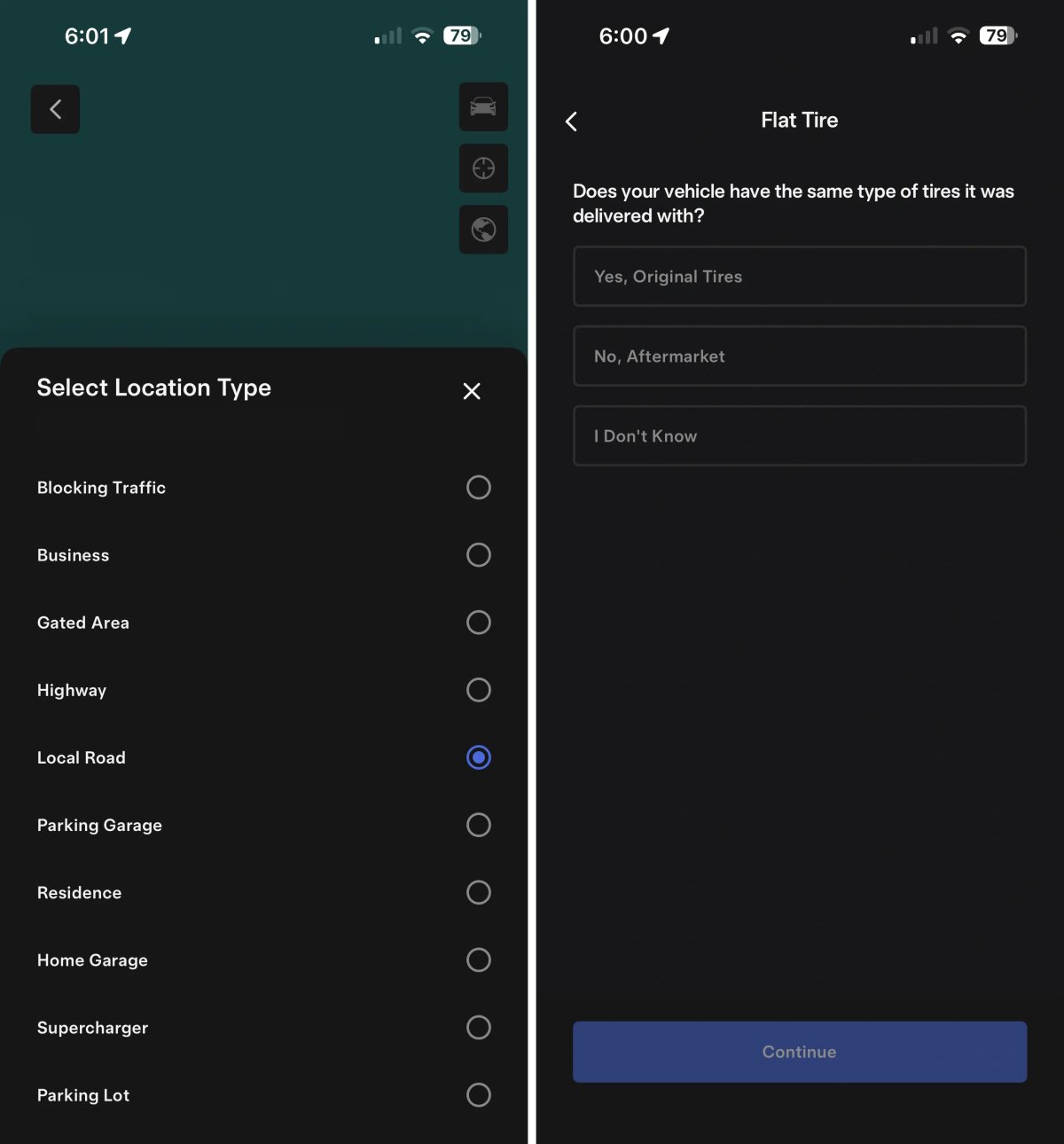 Tesla Roadside Flat Tire Update feature in update 4.48.0