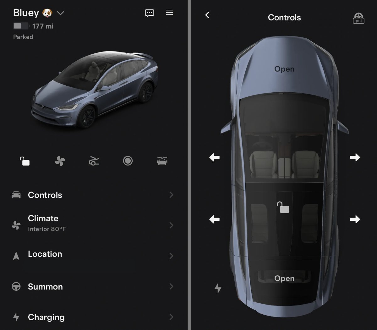 The Tesla app