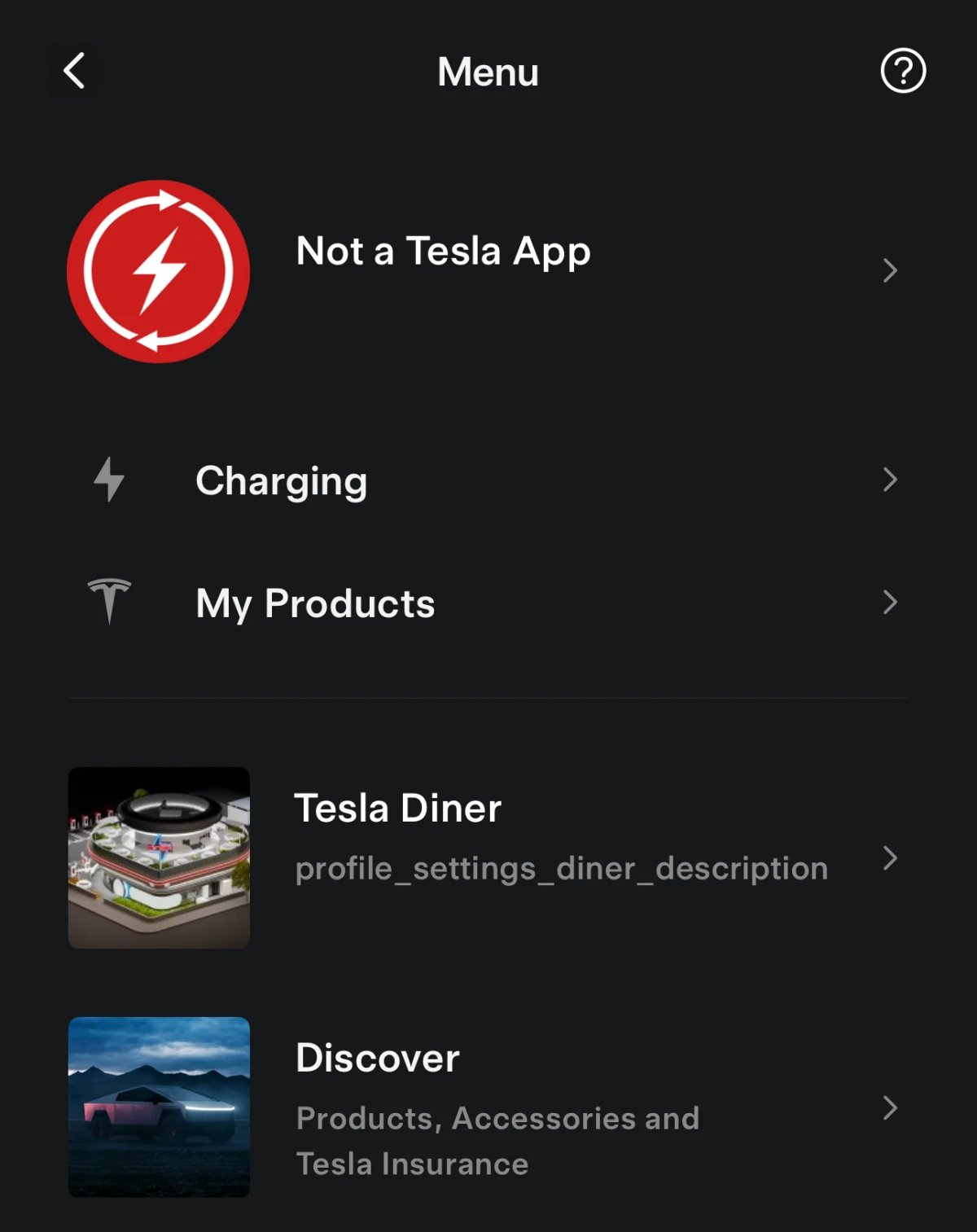 A rendering of what the Tesla app may look like with the Tesla Diner added