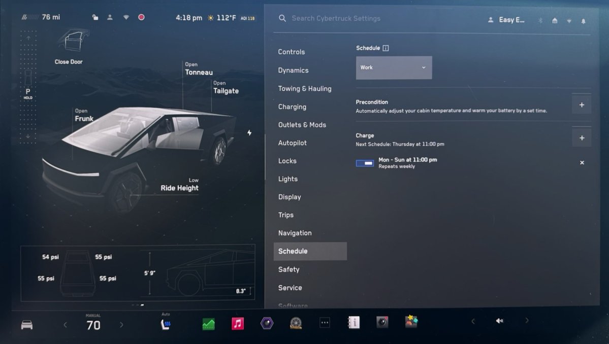 You can set climate and charge schedules