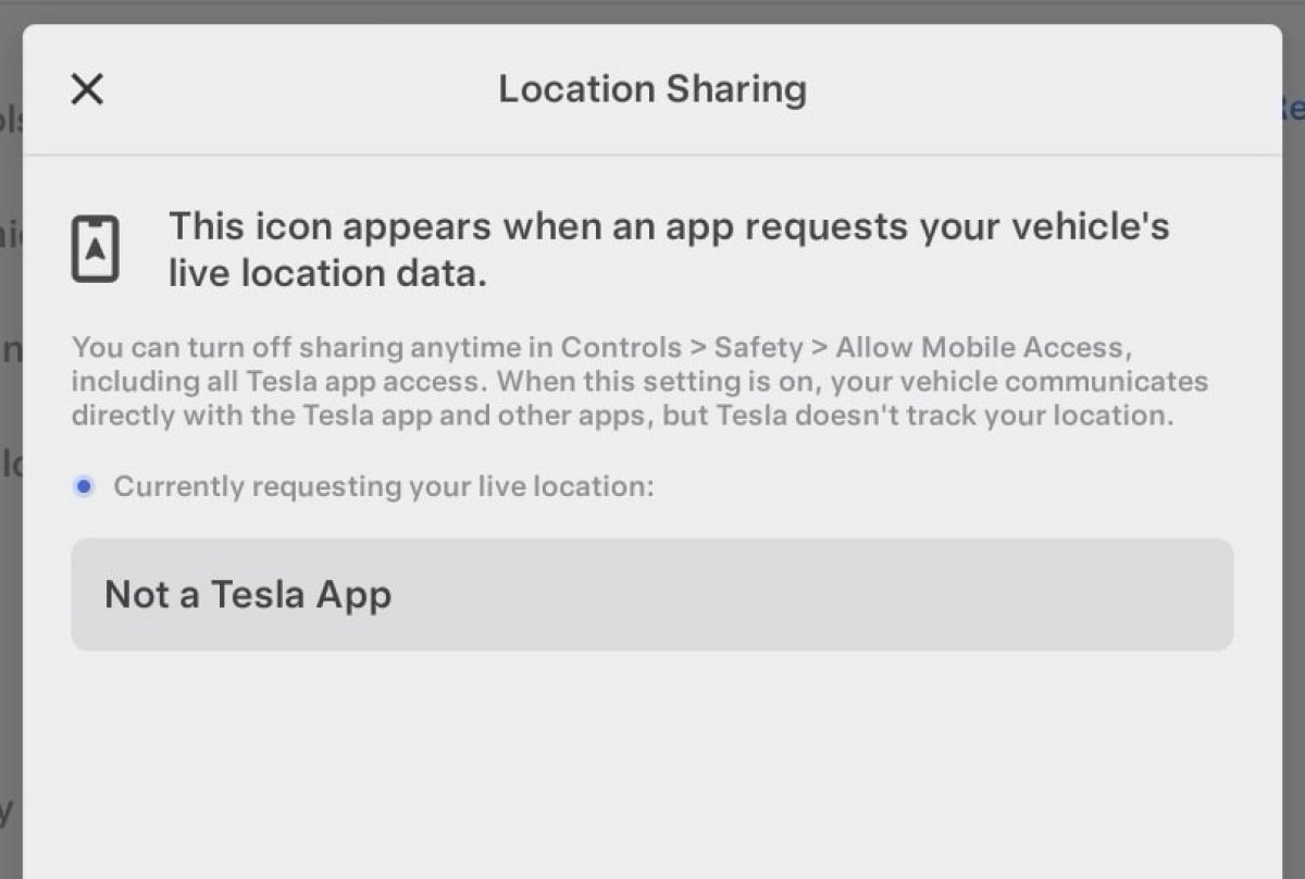 The location sharing menu now shows which apps or services are using your location