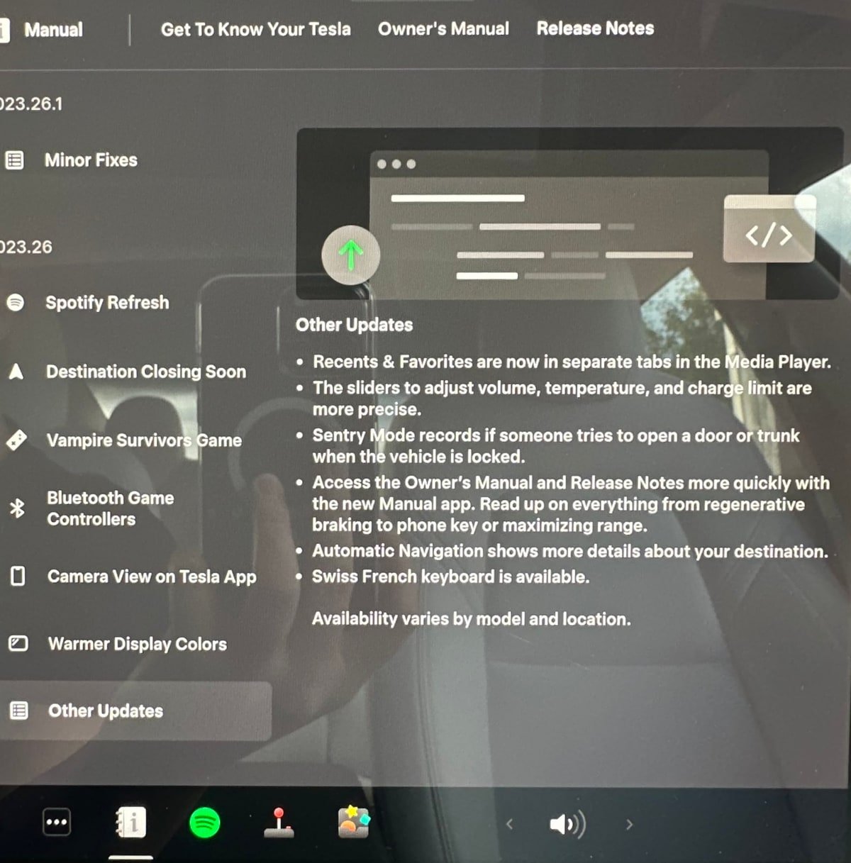 Tesla added 'Updated Manual App' in update 2023.26.10